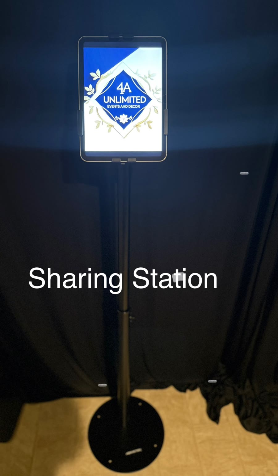 4A Unlimited tablet sharing station on a floor stand
